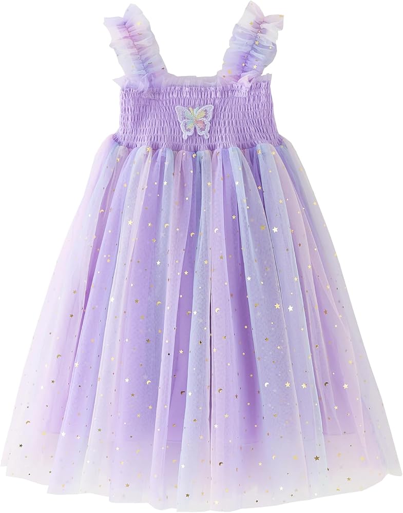 Toddler Girls Tulle Tutu Dress Rainbow Summer Tulle Sequin Dresses Size 12M-6T