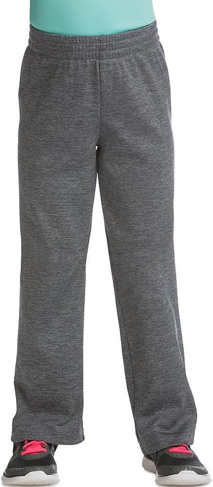 Hanes Girls' Big Tech Fleece Open Leg Pant, Stealth Heather, Medium