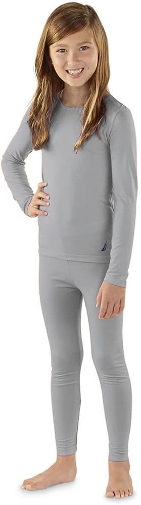 Nautica Girls Base Layer Top & Bottom Long Johns Thermal Underwear Set