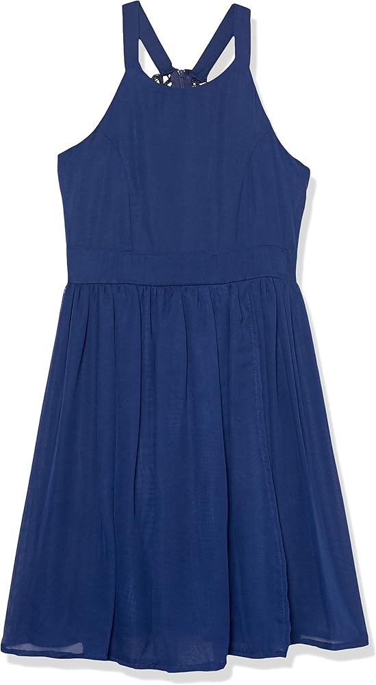 Speechless Girls' Sleeveless Fit and Flare Dress with Lace Back.