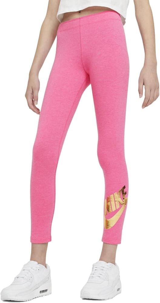 Nike Sportswear Girl's Leggings (as1, Alpha, x_l, Regular, Pink Heather/Gold, X-Large)