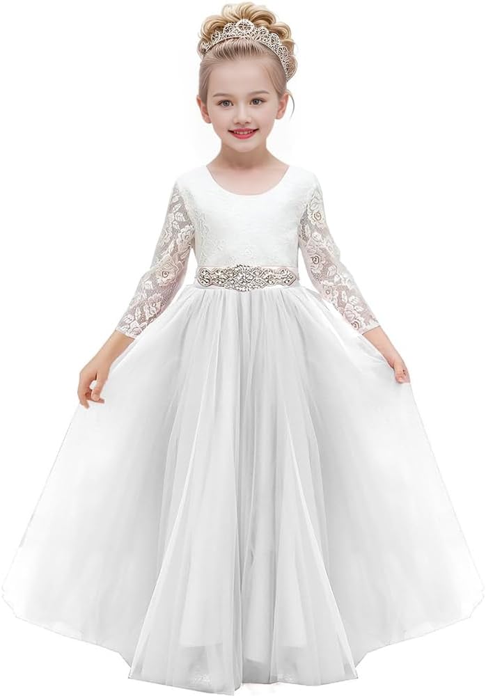 a-line flower girl dress v back pretty princess ball gown pageant dresses for girls