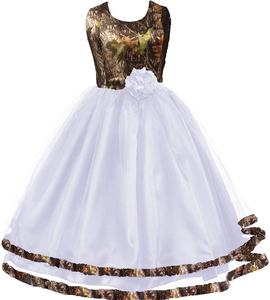 DINGZANCAMO Princess Flower Girl Dress Camo and Tulle Banquet Birthday Party Gowns