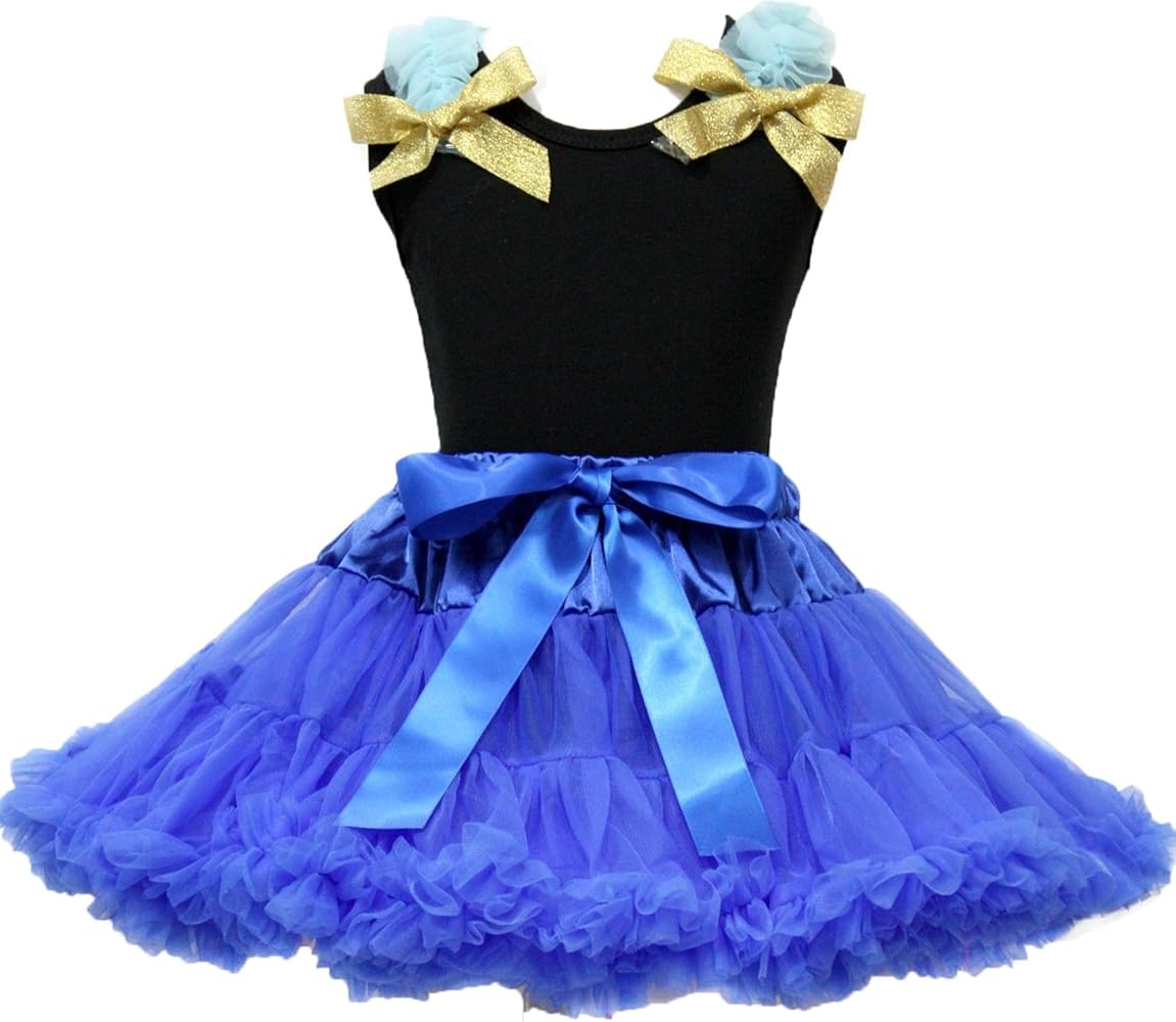 Petitebella Princess Dress Plain Black Shirt Royal Blue Girl Skirt 1-8y