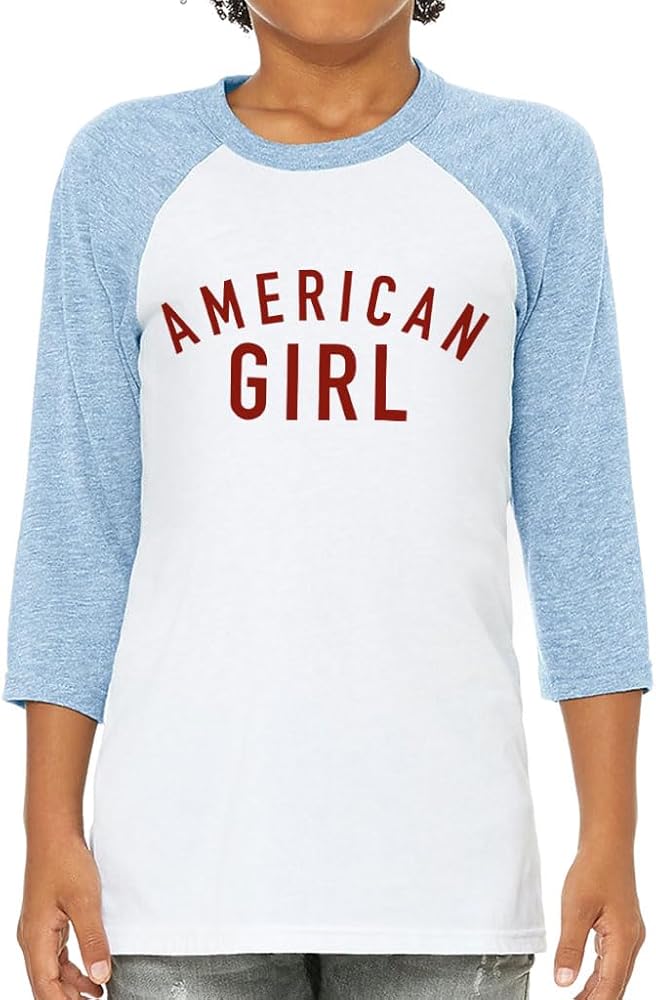 American Girl Graphic Kids' Baseball T-Shirt - Patriotic Print - Patriotic Girls Clothing