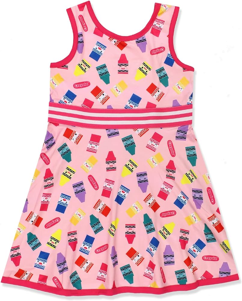 Crayola Crayon Toddler Girls Fit and Flare Ultra Soft Dress (3T, Pink)