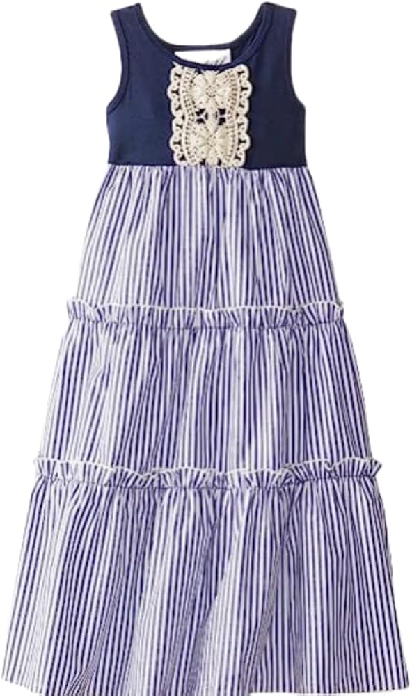 Elisabeth One Size Girls' Knit to Woven Stripe Maxi