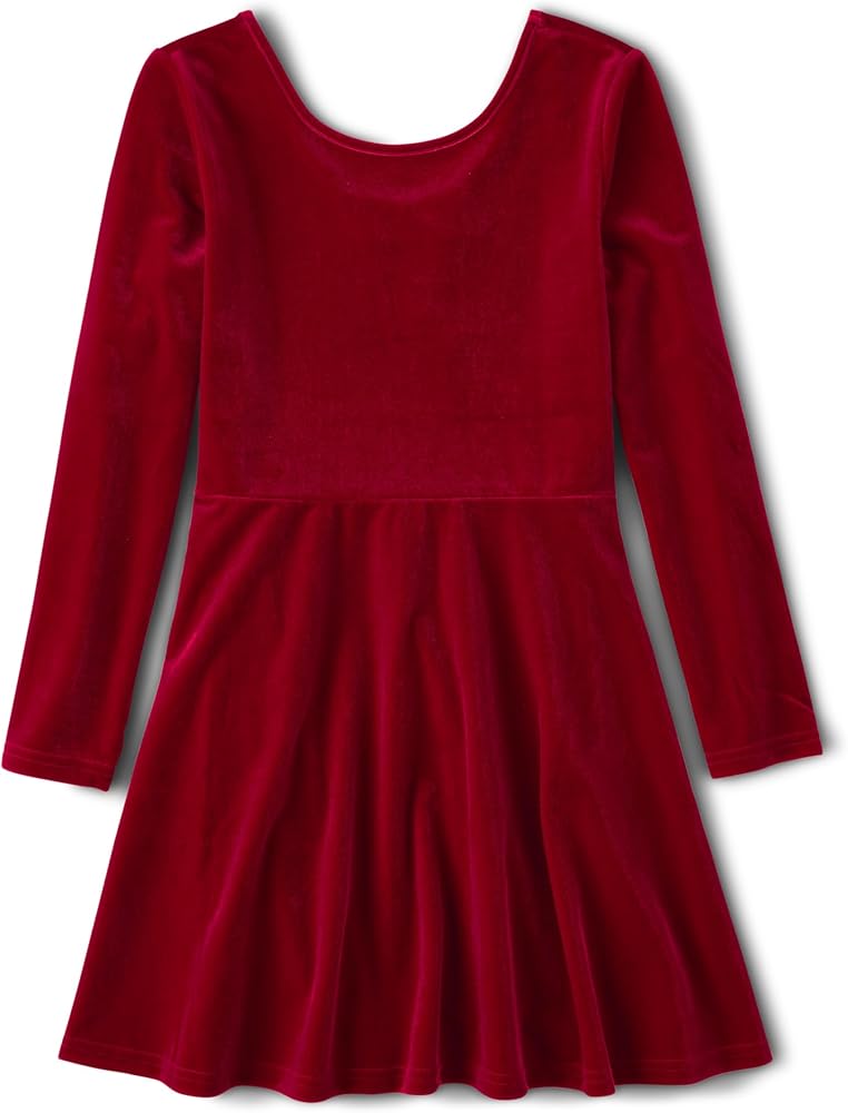 The Children's Place Girls' Long Sleeve Velour Dress