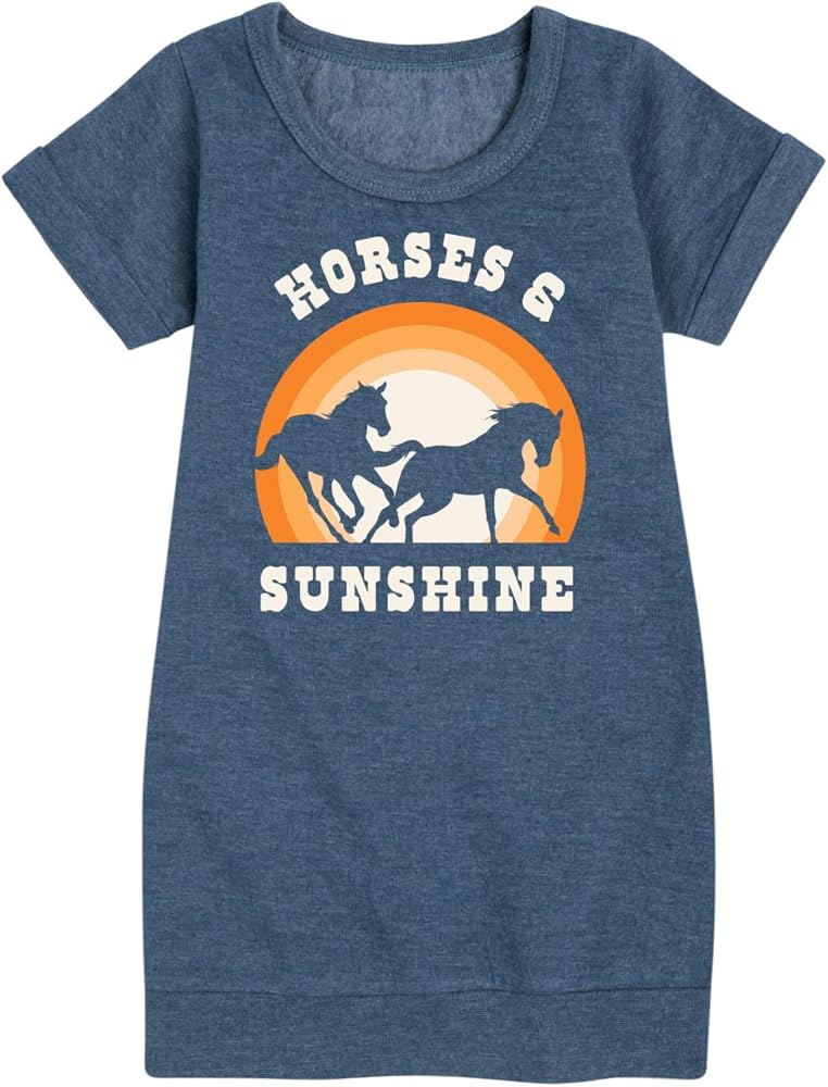 Instant Message - Horses and Sunshine - Toddler & Youth Girls Fleece Dress