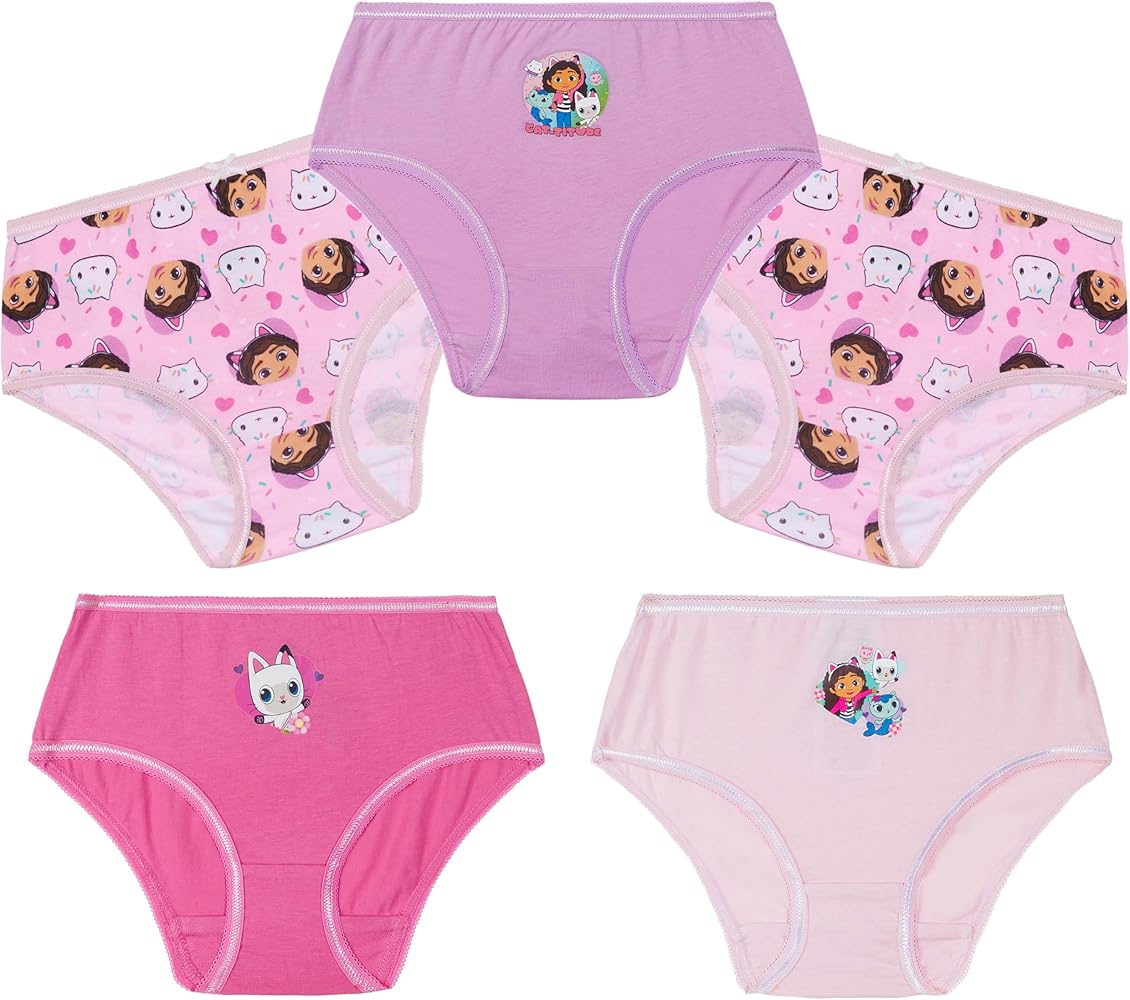 Gabby's Dollhouse Girls Knickers, Comfy Breathable 100% Cotton Underwear for Kids - Pack of 5