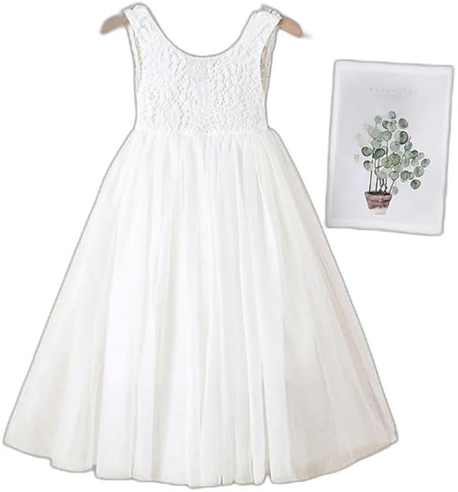 Kids Little Girls' Dress Lace White Tulle Special Occasion Birthday Party Backless