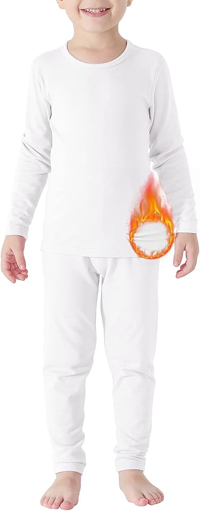 Girls Thermal Underwear Set Toddler Winter Soft Base Layer Kids Warm Long Johns for Girls Boys Classic White Medium (90) /2T-3T