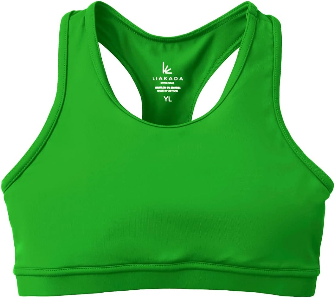 Liakada Girls Stylish & Supportive Basic Sports Bra with Integrated Bra Shelf Liner Dance, Gym, Yoga, Cheer!