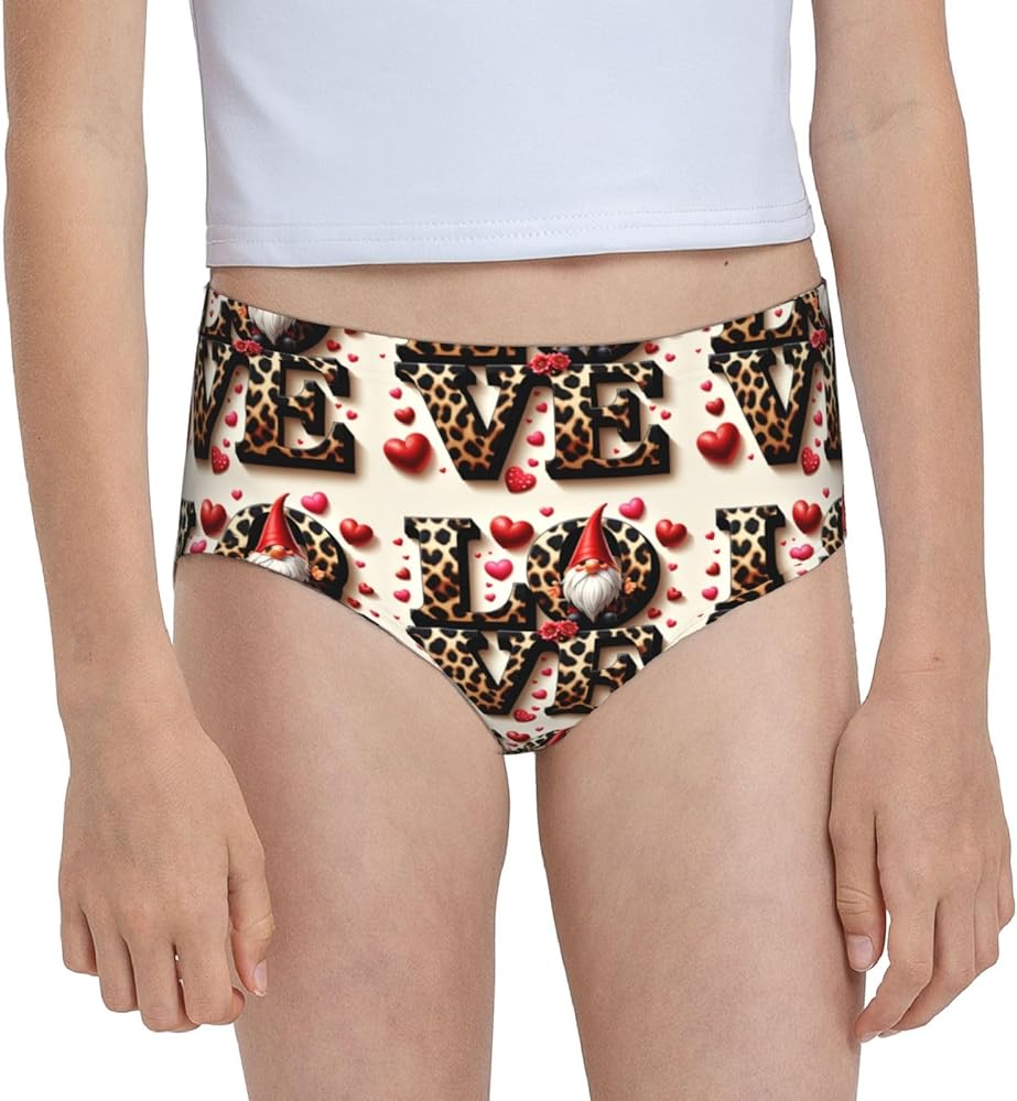 Augenstern Cotton Underwear Leopard-Heart-Valentine-Gnomes Girls'Briefs Soft Underpants