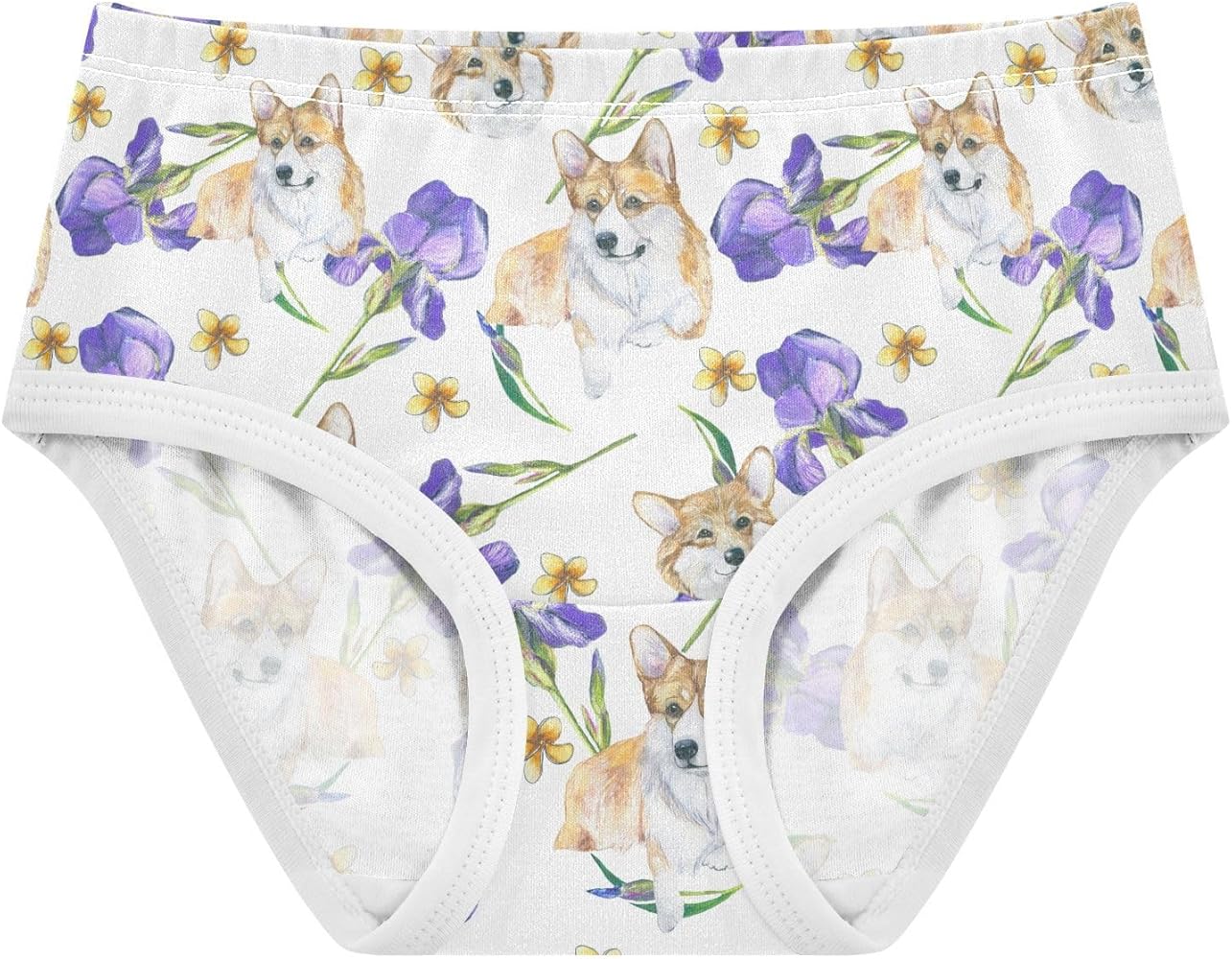 Aflyko Animal Girls' Briefs Corgi Purple Flower Baby Panties Kids Underwear