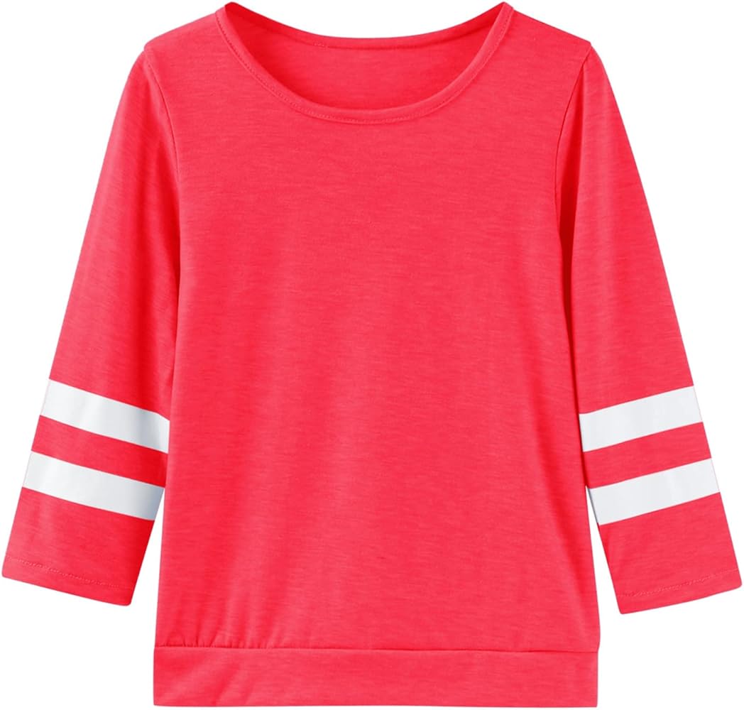 Shelf Bra Little Girls Casual Long Sleeve T Shirts Crewneck Tunic Tops Kids Button Striped Tween Girl Long Sleeve