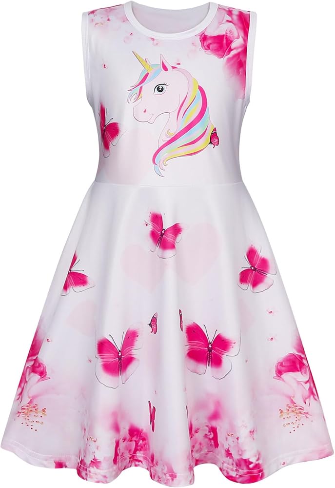 Eledobby Princess Dress for Girls Kids Mirabel Unicorn Encanto Costume Summer Sleeveless A-Line Swing Sundress