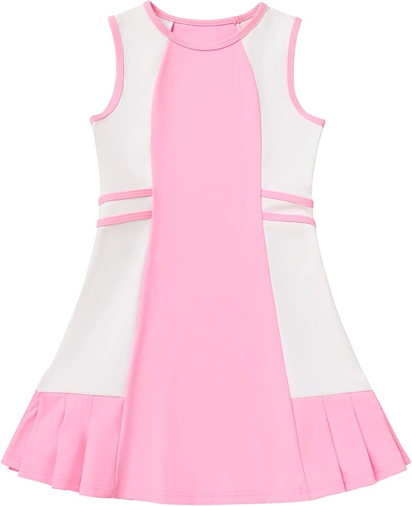 ODASDO Girls Tennis Golf Outfit Sleeveless Dress Tank Top with Pocket Shorts Skorts Set Sportswear Workout Athletic Clothes