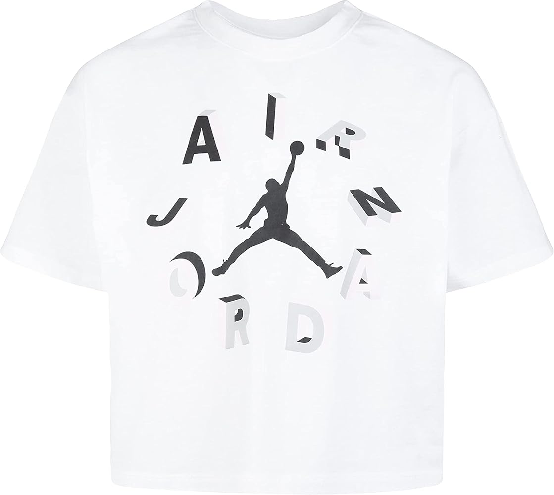 Jordan Girl's Air Round Up Tee (Little Kids/Big Kids) White SM (7 Little Kid)