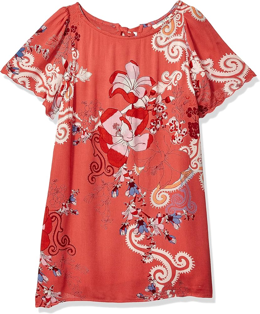 Angie Little Big Girls Printed Tie Back Shift Dress