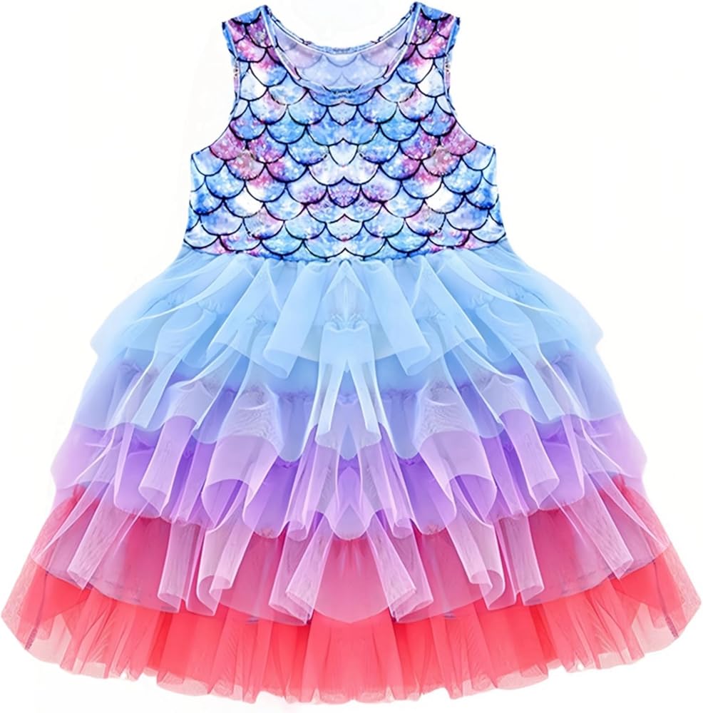 Mermaid dress, Girls Mermaid Dress Princess Dress for Little Girls,Kids Toddler Summer Tulle Party Sleeveless Mermaid Dresses