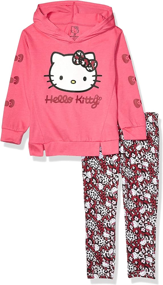 Hello Kitty Toddler Girls 2 Piece Hoodie and Pant Legging Set, Rose, 3T