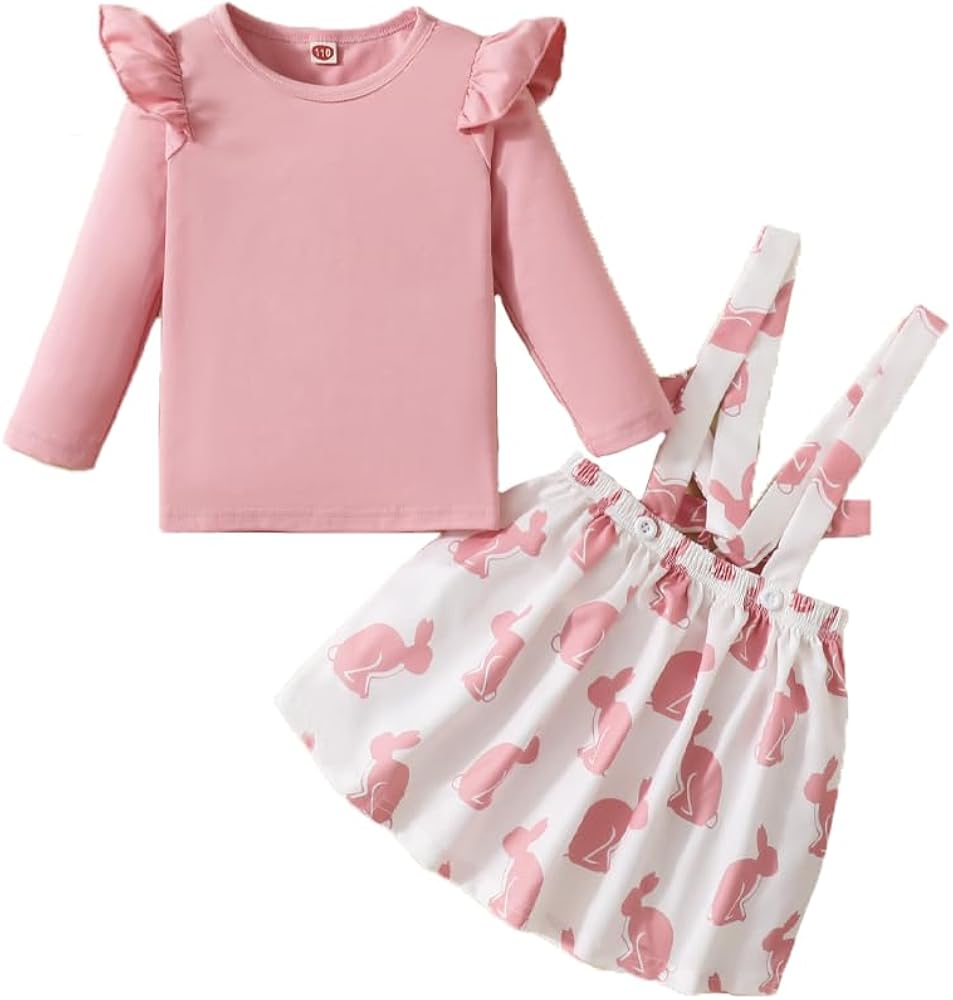 XIFAMNIY Baby Girls Valentine's Day/St.Patrick Day/Easter Day Outfit Newborn 3Pcs Suspender Skirt Set