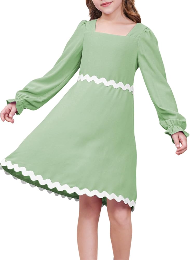 blibean Girls Elegant Long Sleeve Dresses Semi Formal Dress Size 6-15 Years