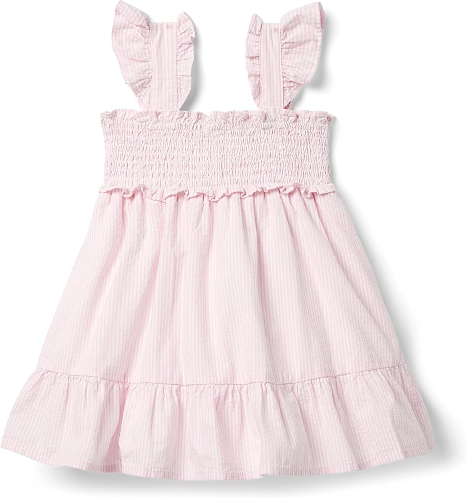 Janie and Jack Girls Smocked Seersucker Dress (Toddler/Little Big Kids)