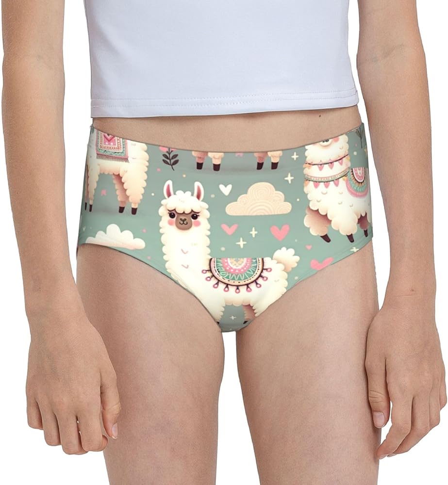 Augenstern Cotton Underwear Floral-Alpaca-Llama Girls'Briefs Soft Underpants