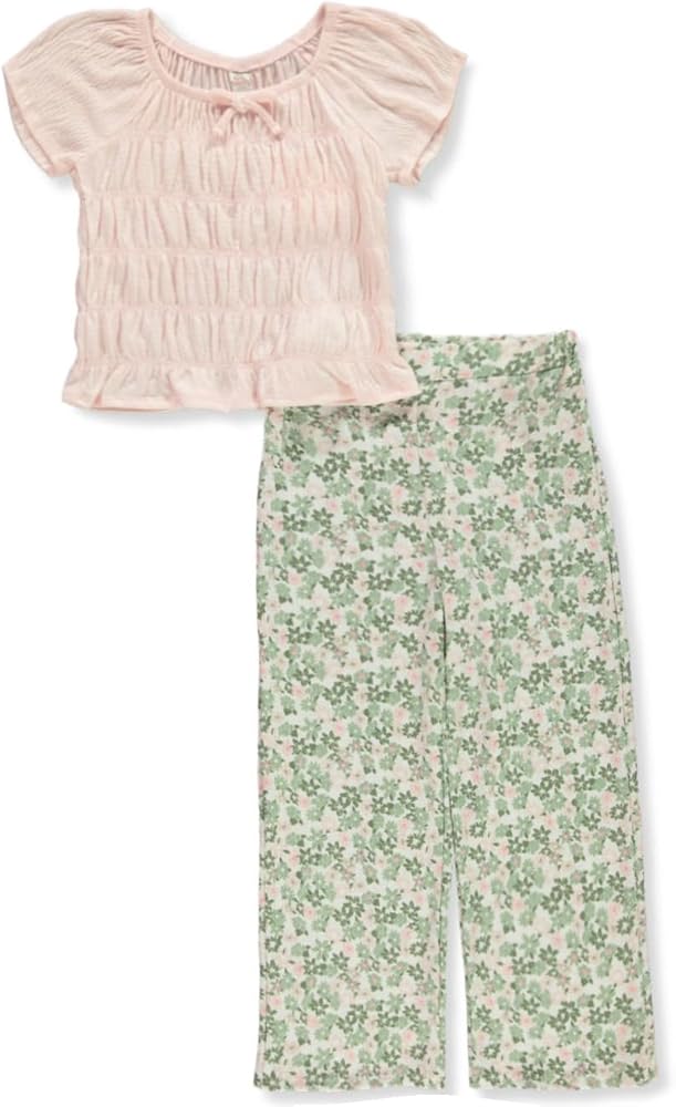 Girls' 2-Piece Floral Pants Set Outfit