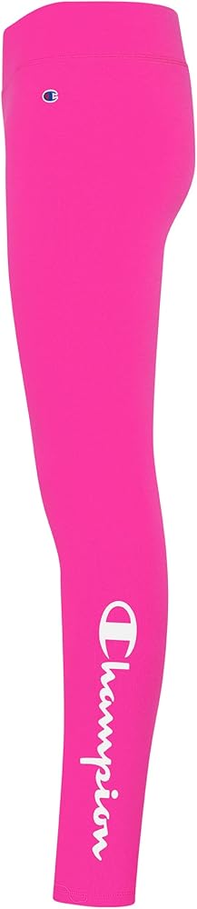 Champion Heritage Girls Performance Legging Stretch Pant | Active Athletic Pant (Wow Pink, Medium)