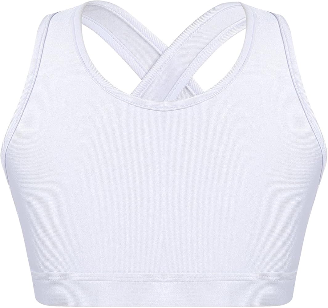 Kids Girls Stretch Sports Bra Girls Training Bra Crop Tank Top Cami for Children Racer Back Top Vest