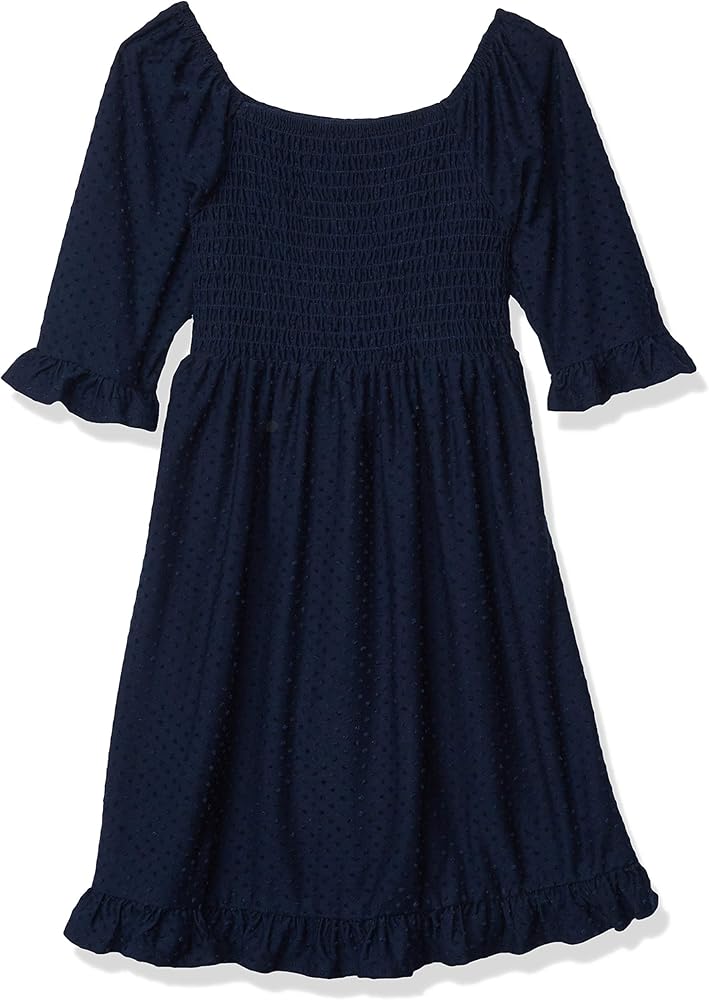 Speechless Girls' Smocked Bodice Dress, Navy, 7