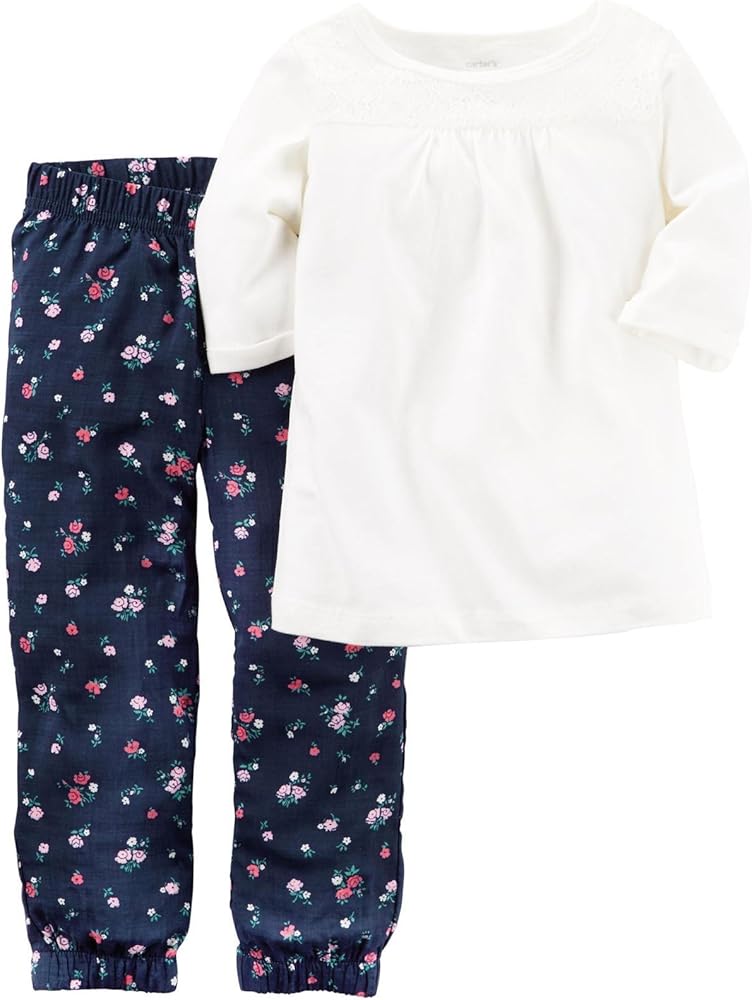 Carter's Girls 2 Pc Playwear Sets, Ivory, 2T