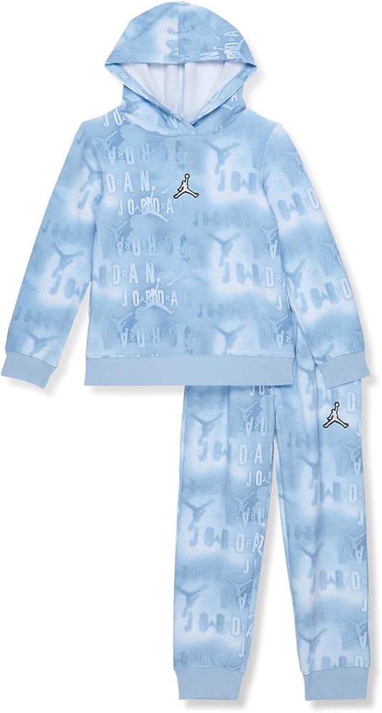 Jordan Girl's Essentials All Over Print Fleece Pullover Set (Toddler/Little Kids) Ice Blue 6 Little Kids