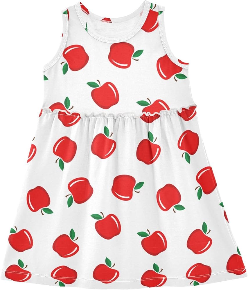 CaTaKu Girls' Sleeveless Dresses Toddler Girls Cute Print Summer Dresses for Girls Cotton Clothes School Outfits 2-8Y