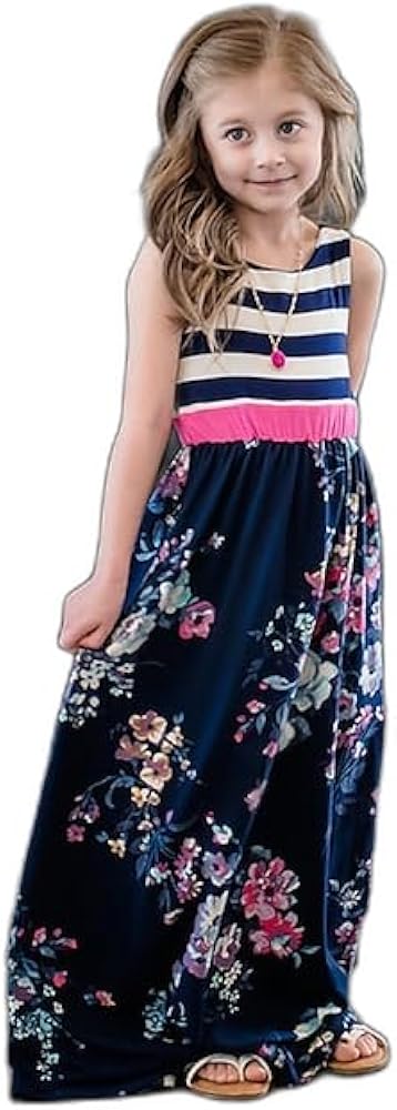 Toddler Girls' Dress Floral Dress Leaf Floral Stripe Sleeveless Outdoor Ruched Patchwork