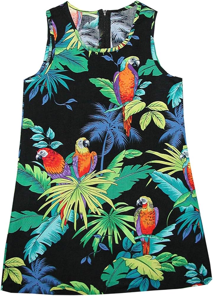 RJC Girl's Jungle Parrot Short Tank Hawaiian Dress