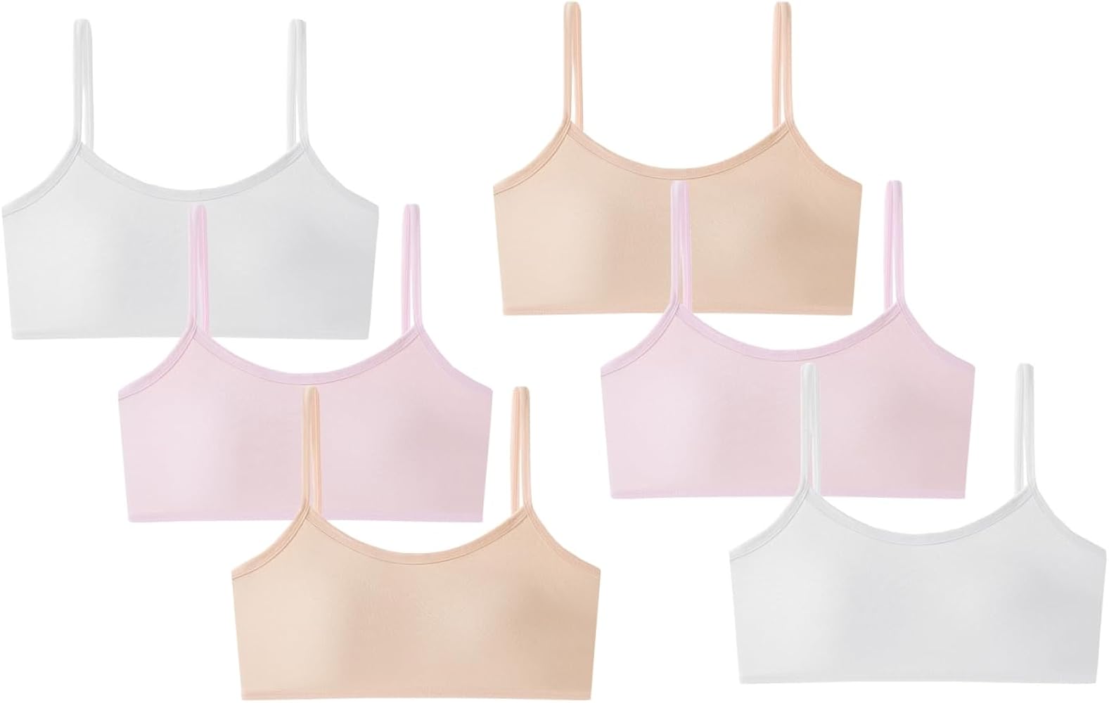 6 Pack Big Girls Training Bras Stretch Seamless Vest Crop Cami Sports Bralettes Bra for Teens