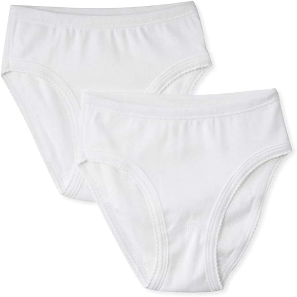 Petit Bateau Girls 2 PACK WHITE Panties Sizes 2/18 STYLE 43253 (SIZE 12 STYLE 43253 GIRLS, WHITE)