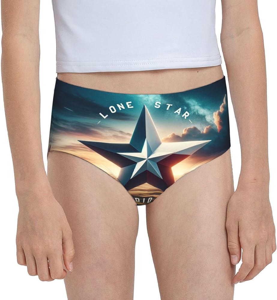 Augenstern Cotton Underwear Long-Star-Pride-Texas Girls'Briefs Soft Underpants