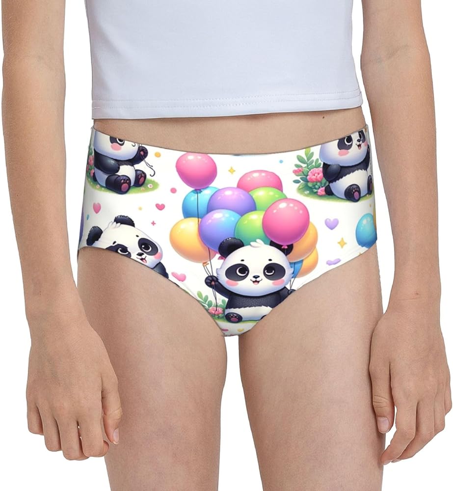 Augenstern Cotton Underwear Cute-Pandas-Balloons-Hearts Girls'Briefs Soft Underpants