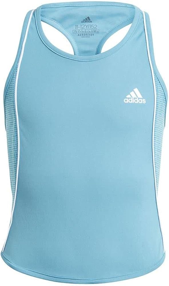 adidas Girls Pop Up Tank - Hazy Blue/White