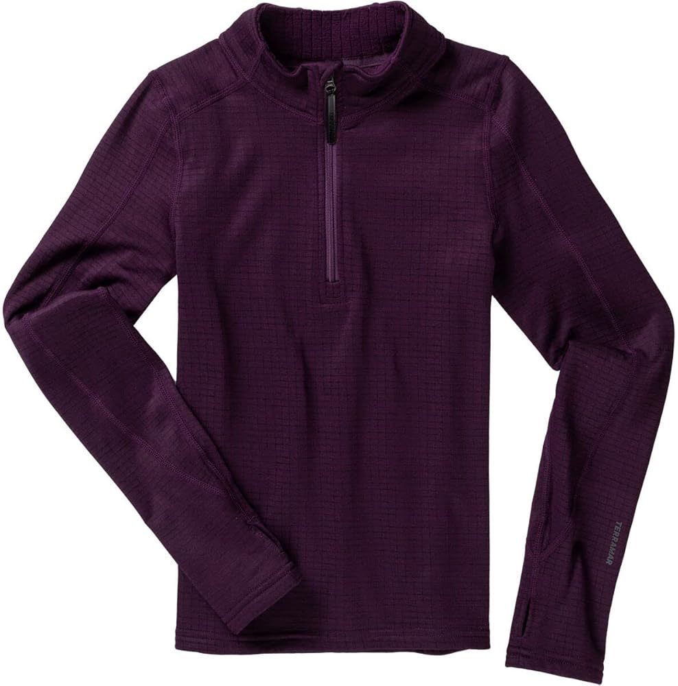 Terramar Kids' Ecolator Half Zip, BlackBerry Melange, Small