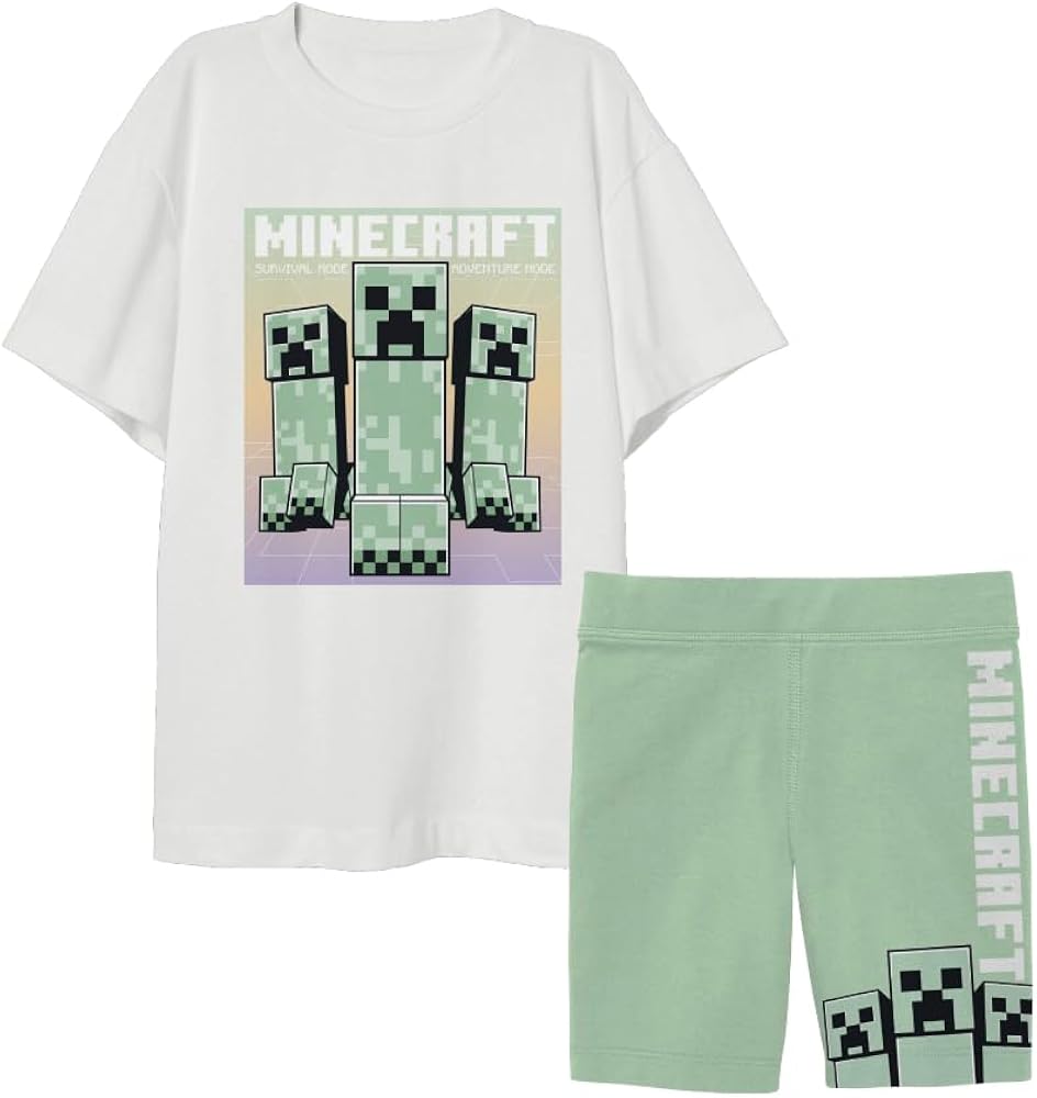 Minecraft Youth Girls Basic Tee & Biker Short Set