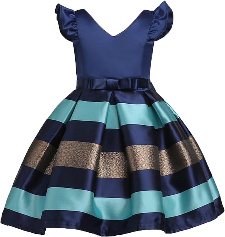 NSSMWTTC 2-10T Girls Striped Dresses Toddler Christmas Wedding Party Dress