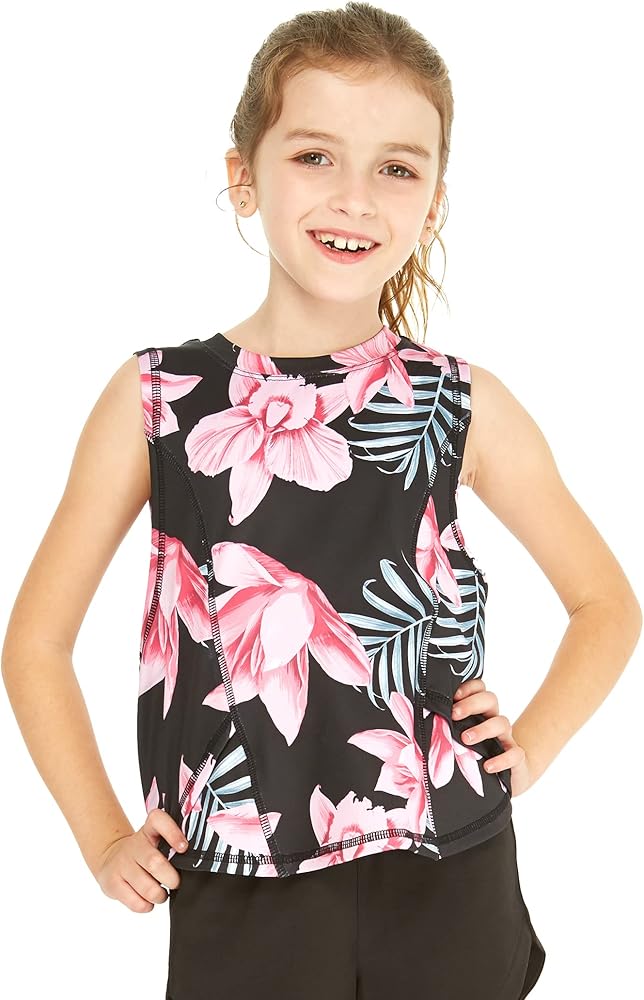 Girl's Hawaiian Athletic Sportswear Tank Top in Floral Patterns