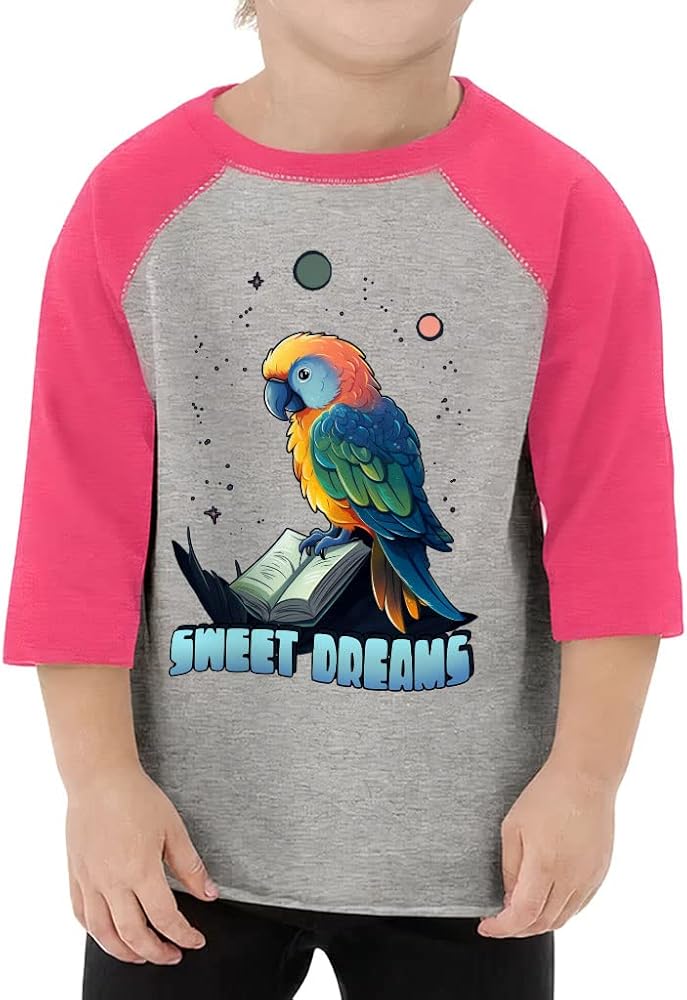 Sweet Dreams Toddler Baseball T-Shirt - Parrot 3/4 Sleeve T-Shirt - Cute Kids' Baseball Tee