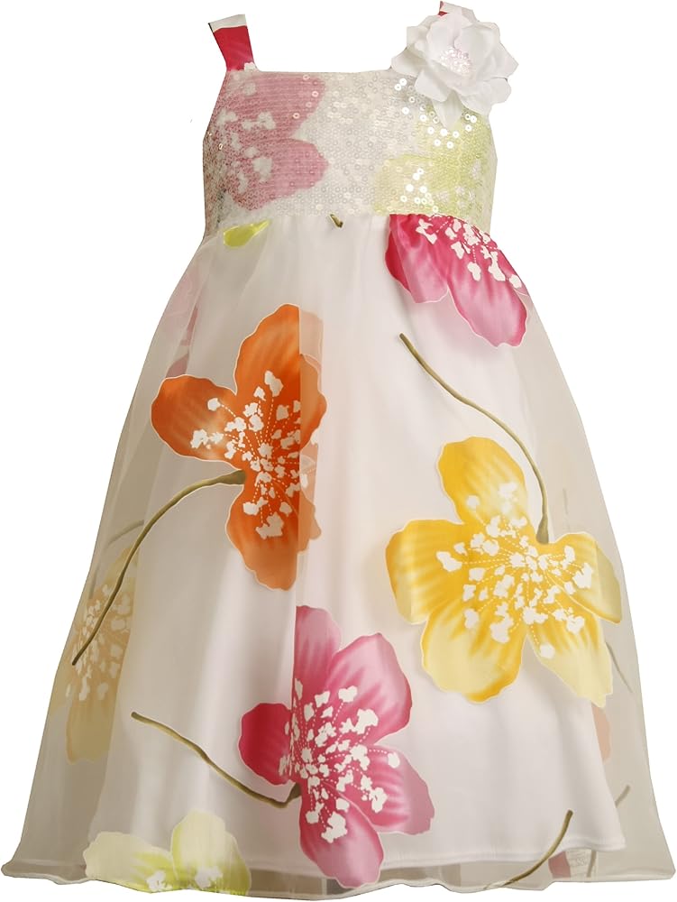 Bonnie Jean Big Girls' Big Flowers On Organza Dress